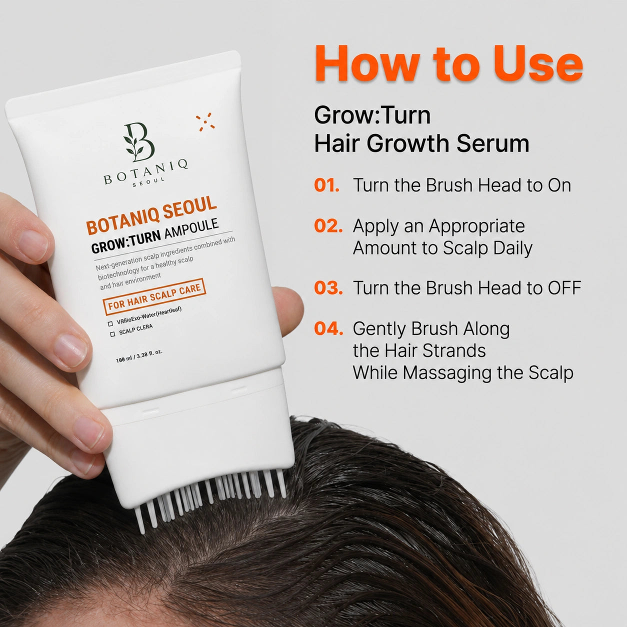 Growturn Hair Brush Serum l Clinically Proven for Visibly Fuller Hair & Healthy Scalp